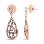 Aretes de botón colgantes en forma de lágrima con cierre de rosca y diamantes de 1 1/4 ct. p.t. en oro rosa de 18K, foto 4