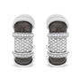 Aretes de aro Huggie de esmalte con diamantes de 5/8 ct. p.t. en plata de ley con baño flash de oro blanco de 18K, foto 2