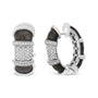 Aretes de aro Huggie de esmalte con diamantes de 5/8 ct. p.t. en plata de ley con baño flash de oro blanco de 18K, foto 4