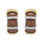 Aretes de aro Huggie con diamantes de 9/10 ct. p.t. en plata de ley con baño flash de oro amarillo y blanco de 18K, foto 1