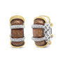 Aretes de aro Huggie con diamantes de 9/10 ct. p.t. en plata de ley con baño flash de oro amarillo y blanco de 18K, foto 2