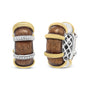 Aretes de aro Huggie con diamantes de 9/10 ct. p.t. en plata de ley con baño flash de oro amarillo y blanco de 18K, foto 5