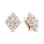 Aretes omega de racimo floral con diamantes pera y redondos de 8 1/3 ct. p.t. en oro rosa de 18K, color F-G, claridad VS1-VS2, foto 4