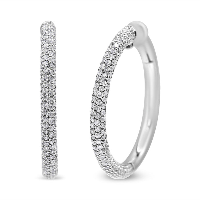 2 1/3 Ct. T.W. Pavé-Set Diamond Semi Eternity Leverback Hoop Earrings in 18K White Gold, photo 4