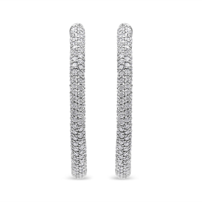 2 1/3 Ct. T.W. Pavé-Set Diamond Semi Eternity Leverback Hoop Earrings in 18K White Gold, photo 2