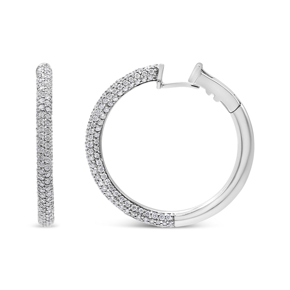 2 1/3 Ct. T.W. Pavé-Set Diamond Semi Eternity Leverback Hoop Earrings in 18K White Gold, photo 1