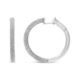 2 1/3 Ct. T.W. Pavé-Set Diamond Semi Eternity Leverback Hoop Earrings in 18K White Gold