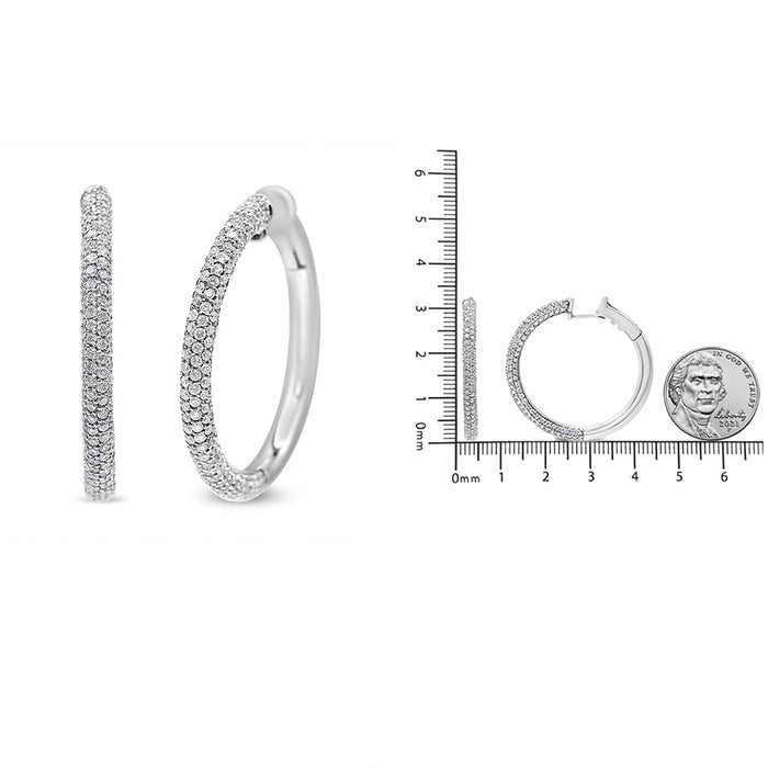 2 1/3 Ct. T.W. Pavé-Set Diamond Semi Eternity Leverback Hoop Earrings in 18K White Gold, photo 5