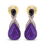 Aretes colgantes con esmalte morado, diamantes de 1/5 ct. p.t. y ónix en plata de ley con baño flash de oro rosa de 18K, color F-G, claridad VS1-VS2, foto 1