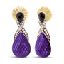 Aretes colgantes con esmalte morado, diamantes de 1/5 ct. p.t. y ónix en plata de ley con baño flash de oro rosa de 18K, color F-G, claridad VS1-VS2, foto 2