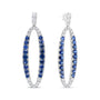 Aretes colgantes ovalados calados con diamantes de 1.11 ct. p.t. y zafiros azules en oro blanco de 18K, color F-G, claridad VS1-VS2, foto 2
