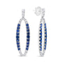 Aretes colgantes ovalados calados con diamantes de 1.11 ct. p.t. y zafiros azules en oro blanco de 18K, color F-G, claridad VS1-VS2, foto 4