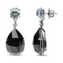 1/5 Ct. T.W. Diamond with Pear-Cut Sky Blue Topaz and Pear-Cut Black Onyx Gemstone Dangle Earrings in 18K White Gold, photo 4