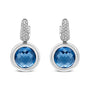 1/2 Ct. T.W. Bezel-Set 11mm Blue Topaz and Invisible-Set Diamond Bale Dangle Earrings in 18K White Gold, photo 1