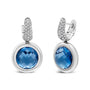 1/2 Ct. T.W. Bezel-Set 11mm Blue Topaz and Invisible-Set Diamond Bale Dangle Earrings in 18K White Gold, photo 2
