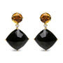 1/5 Ct. T.W. Diamond with Round Yellow Citrine and Cushion-Cut Black Onyx Gemstone Dangle Earrings in 18K Yellow Gold, photo 1