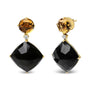 1/5 Ct. T.W. Diamond with Round Yellow Citrine and Cushion-Cut Black Onyx Gemstone Dangle Earrings in 18K Yellow Gold, photo 4