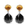1/5 Ct. T.W. Diamond, Yellow Citrine and 20x15mm Pear-Cut Black Onyx Dangle Earrings in 18K White and Yellow Gold, photo 1