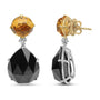 1/5 Ct. T.W. Diamond, Yellow Citrine and 20x15mm Pear-Cut Black Onyx Dangle Earrings in 18K White and Yellow Gold, photo 4