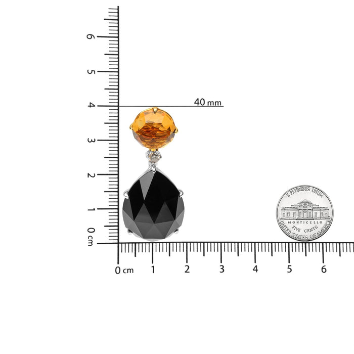 1/5 Ct. T.W. Diamond, Yellow Citrine and 20x15mm Pear-Cut Black Onyx Dangle Earrings in 18K White and Yellow Gold, photo 5
