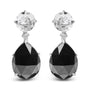 1/5 Ct. T.W. Diamond with Round White Topaz and 20x15mm Pear-Cut Black Onyx Gemstone Dangle Earrings in 18K White Gold, photo 1