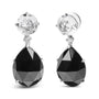 1/5 Ct. T.W. Diamond with Round White Topaz and 20x15mm Pear-Cut Black Onyx Gemstone Dangle Earrings in 18K White Gold, photo 2