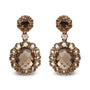 Diamond Accent and Lemon and Oval Smoky Color Quartz Gemstone Dangle Drop Earrings in 18K Rose Gold, photo 1