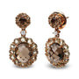 Diamond Accent and Lemon and Oval Smoky Color Quartz Gemstone Dangle Drop Earrings in 18K Rose Gold, photo 2