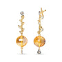 Aretes de botón colgantes con diamantes de 2/3 ct. p.t. y bola de citrino amarillo de 25mm en oro amarillo de 18K, foto 2