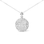 1 5/6 Ct. T.W. Diamond Cluster Floral Filigree Brooch Pin and Pendant Necklace in 18K White Gold, photo 1