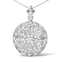1 5/6 Ct. T.W. Diamond Cluster Floral Filigree Brooch Pin and Pendant Necklace in 18K White Gold, photo 2