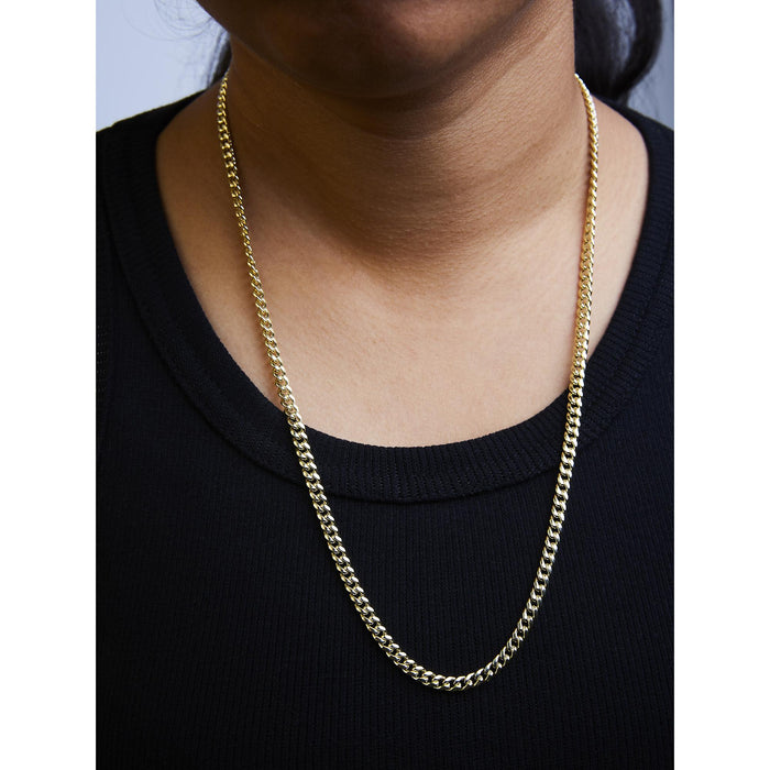 Collar de cadena cubana Miami de 4.5 mm en oro semimacizo amarillo de 14K, foto 5