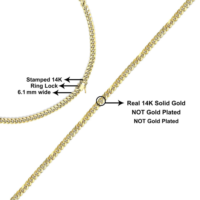 6.1mm Classic Miami Cuban Chain Necklace in Semi-Solid 14K Yellow Gold, photo 5