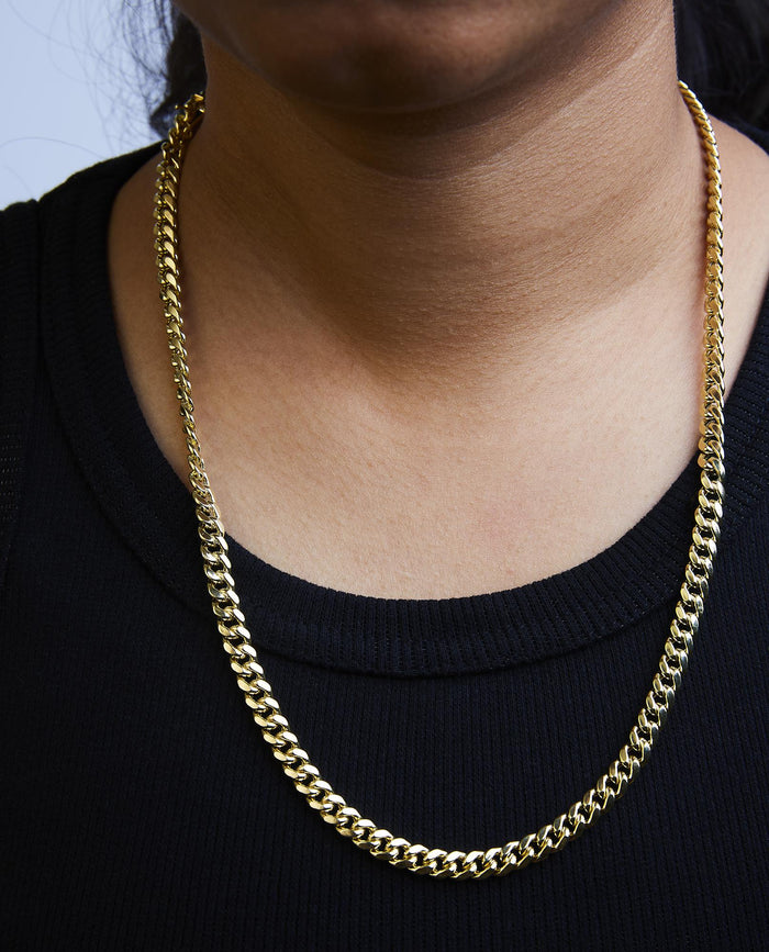6.1mm Classic Miami Cuban Chain Necklace in Semi-Solid 14K Yellow Gold, photo 8