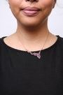 Collar de estaciones en cascada con diamantes marrones tratados de 1/2 ct. p.t. y zafiros rosas en oro rosa de 18K, foto 3