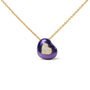 Collar con colgante de corazón con esmalte azul y diamantes redondos pavé de 1/10 ct. p.t. en oro amarillo de 18K, foto 1