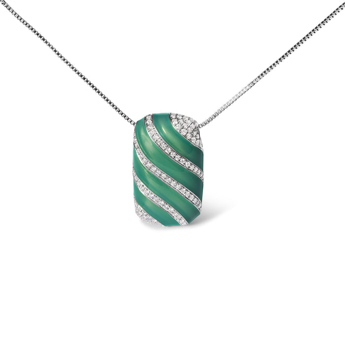 Collar con colgante de bloque con esmalte turquesa y diamantes de 1/2 ct. p.t. en plata de ley, foto 1
