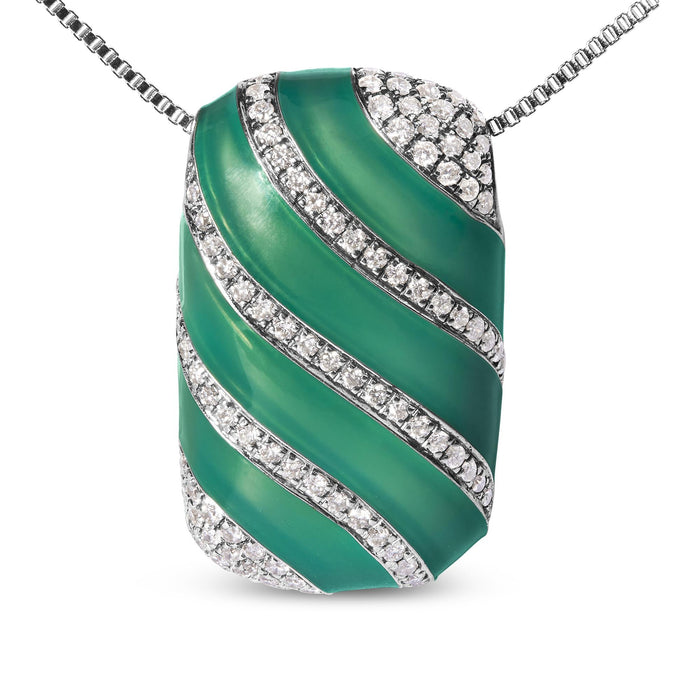 Collar con colgante de bloque con esmalte turquesa y diamantes de 1/2 ct. p.t. en plata de ley, foto 2