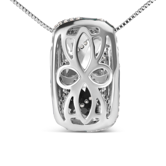 Collar con colgante de bloque con esmalte turquesa y diamantes de 1/2 ct. p.t. en plata de ley, foto 5