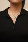 Collar con colgante de bloque con esmalte turquesa y diamantes de 1/2 ct. p.t. en plata de ley, foto 3