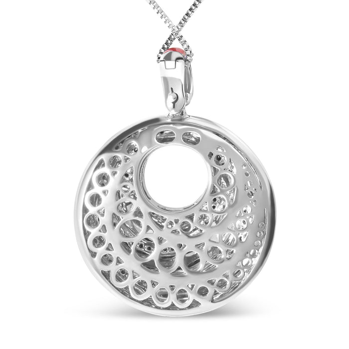 1/2 Ct. T.W. Diamond and Red Enamel Endless Swirl Medallion Pendant Necklace in Sterling Silver, photo 5