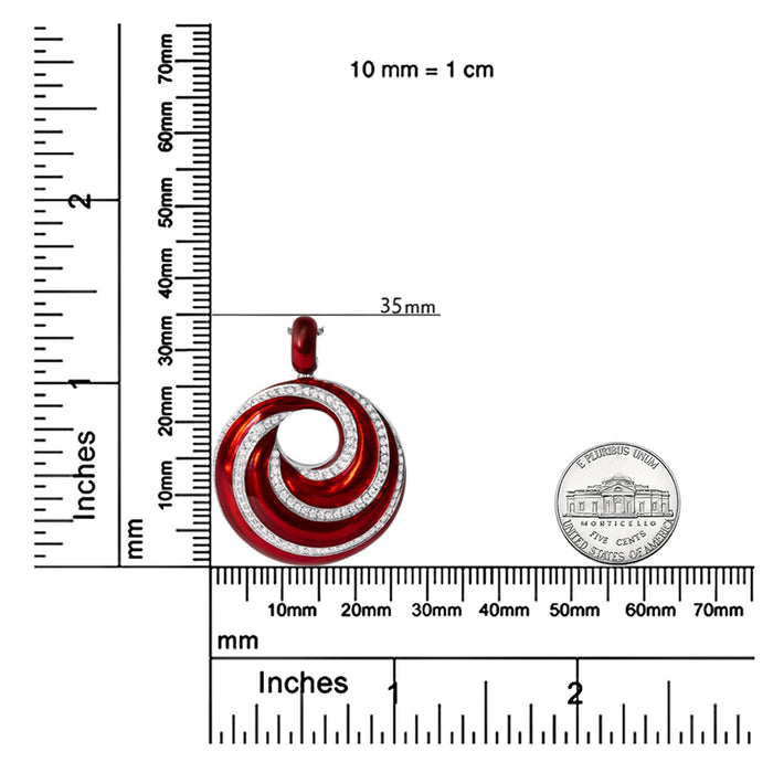 1/2 Ct. T.W. Diamond and Red Enamel Endless Swirl Medallion Pendant Necklace in Sterling Silver, photo 6