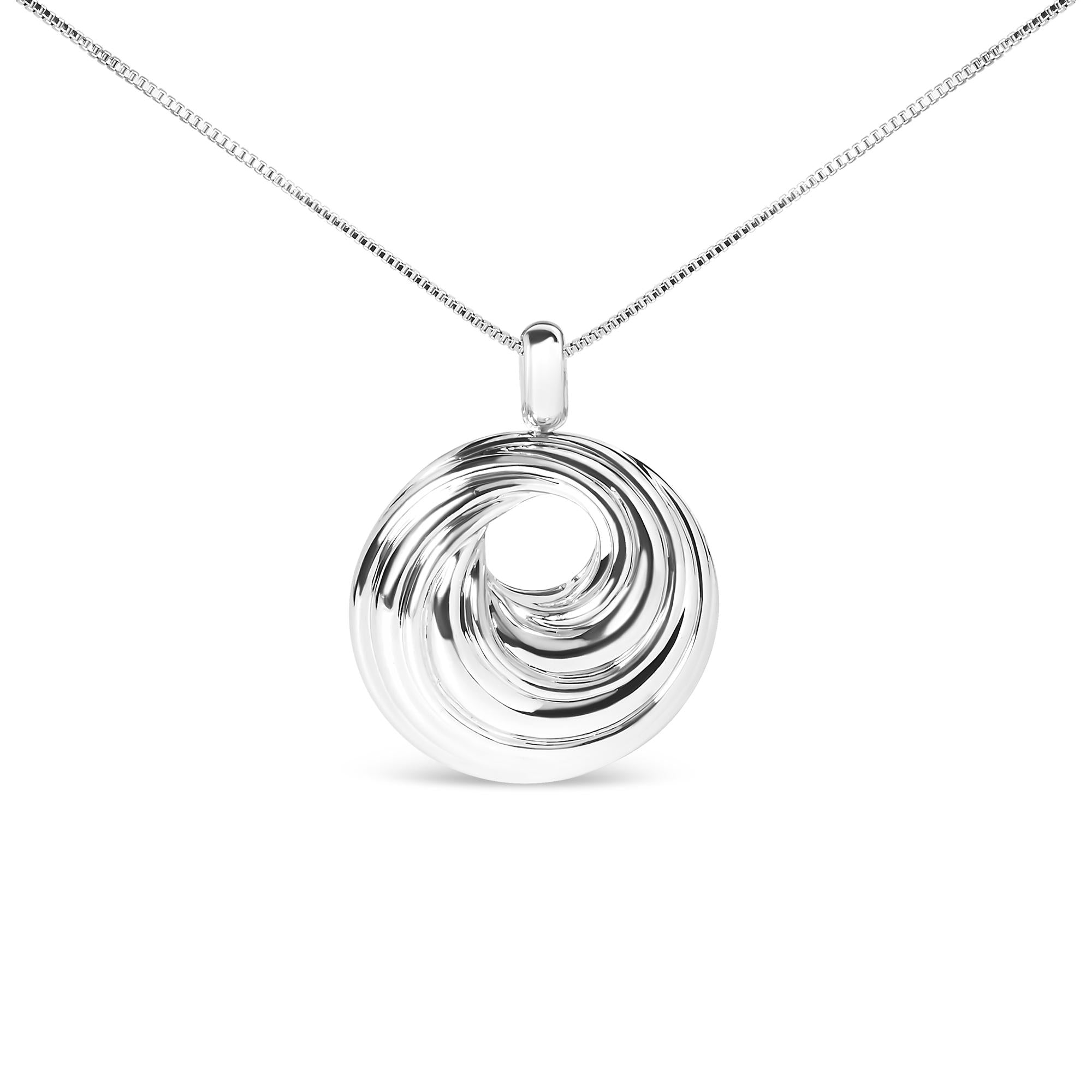 Collar con colgante de medallón con onda infinita en espiral en plata de ley, foto 1