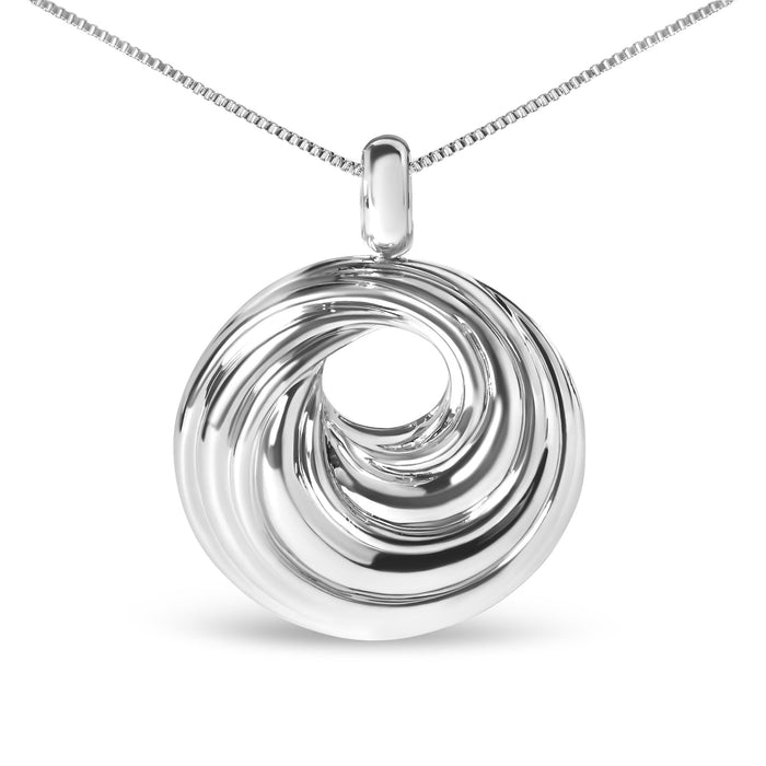 Collar con colgante de medallón con onda infinita en espiral en plata de ley, foto 2