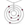 Collar con colgante de círculos calados con diamantes pavé y rubí rojo de 2 1/6 ct. p.t. en oro blanco de 18K, color G-H, claridad SI2-I1, 18 pulg., foto 2
