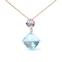 Collar con colgante de gota con detalle de diamante, amatista rosa y topacio azul cielo en oro blanco y rosa de 18K, color G-H, claridad SI1-SI2, 18 pulg., foto 1
