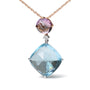 Collar con colgante de gota con detalle de diamante, amatista rosa y topacio azul cielo en oro blanco y rosa de 18K, color G-H, claridad SI1-SI2, 18 pulg., foto 2