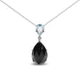 Diamond Accent and Pear-Cut Sky Blue Topaz and Pear-Cut Black Onyx Dangle Drop Pendant Necklace in 18K White Gold, photo 1