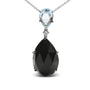Diamond Accent and Pear-Cut Sky Blue Topaz and Pear-Cut Black Onyx Dangle Drop Pendant Necklace in 18K White Gold, photo 2