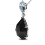 Diamond Accent and Pear-Cut Sky Blue Topaz and Pear-Cut Black Onyx Dangle Drop Pendant Necklace in 18K White Gold, photo 4